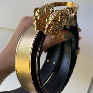 Gucci Belt, double feline lion head